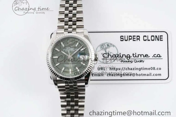 MiroTime 1227 Youthful DateJust 36 SS 116234 VSF 1:1 Best Edition 904L Steel Green Leaf Dial on Jubilee Bracelet VS 2056